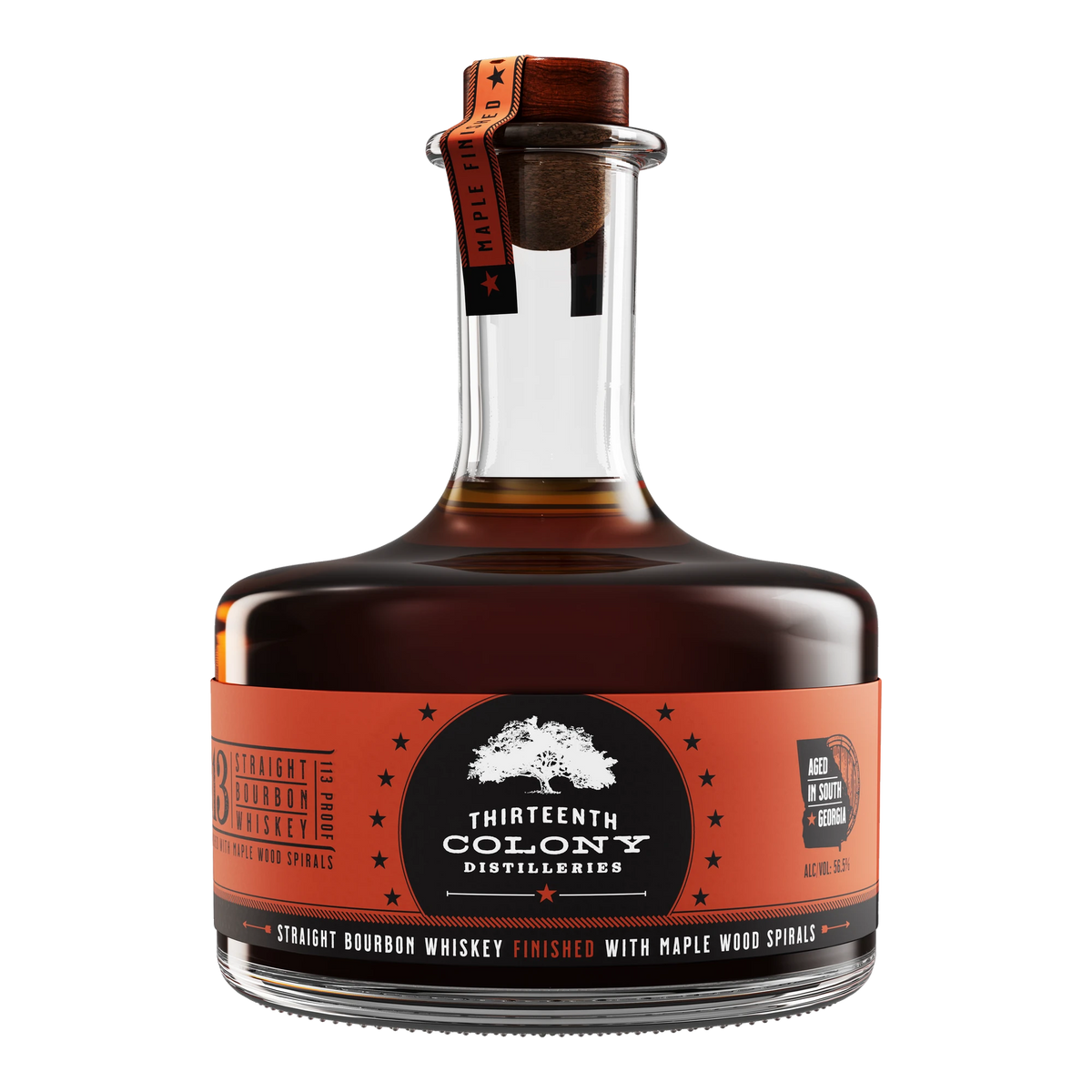 13th colony maple wood finished bourbon whiskey 113 proof