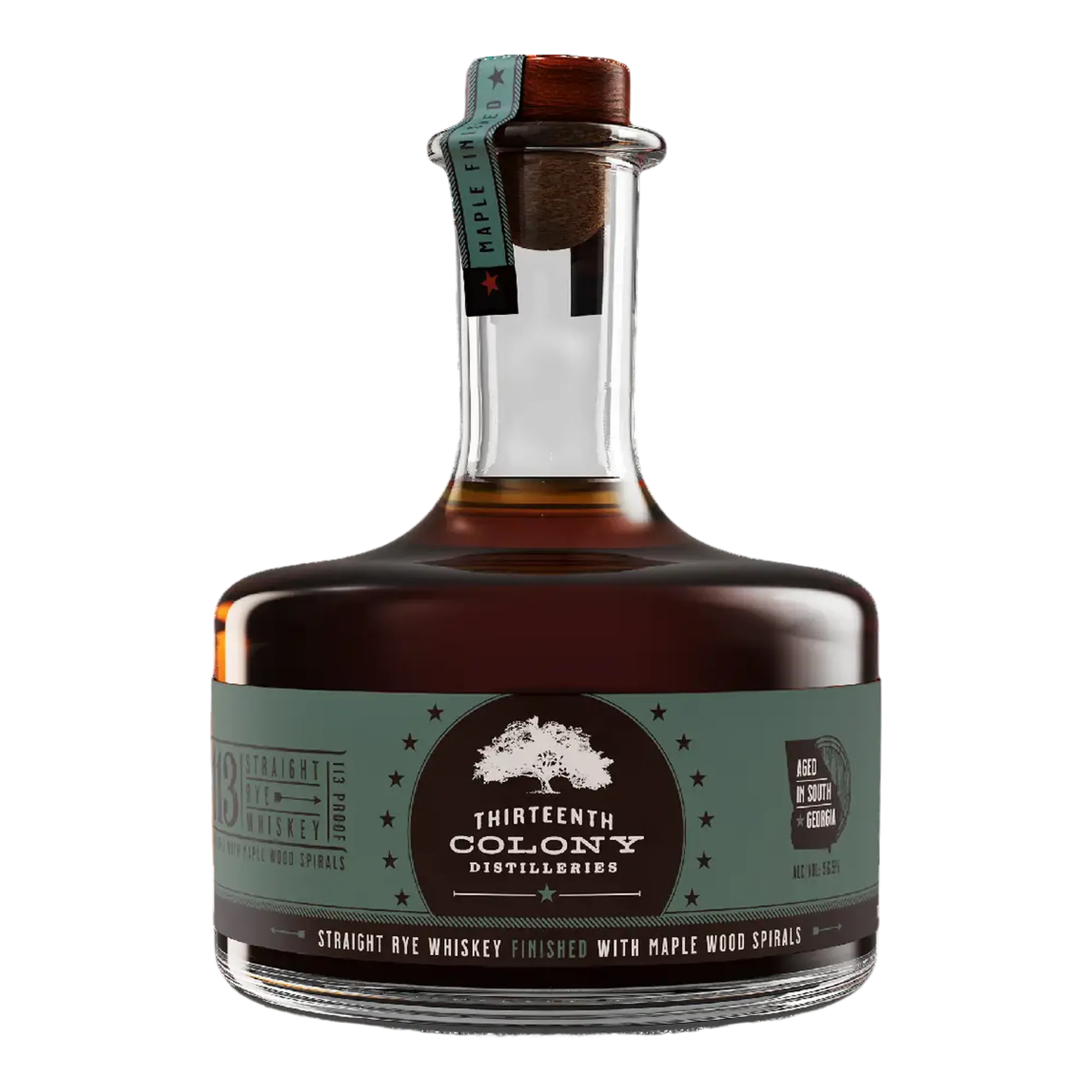 13th Colony Maple Wood Spirals Finished Rye Whiskey 113 Proof
