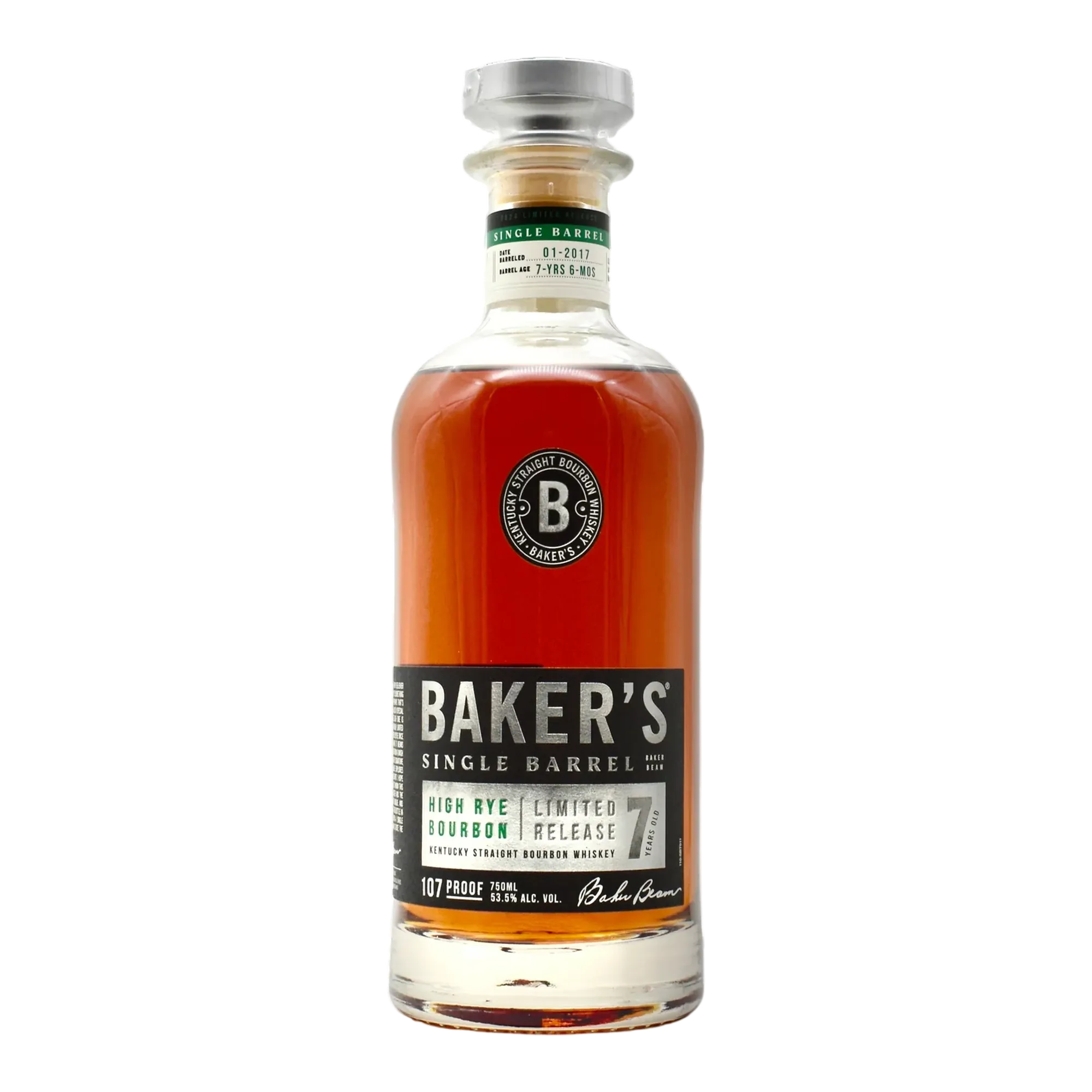 Baker’s 7 Year Old High Rye Single Barrel Bourbon Whiskey Limited Release