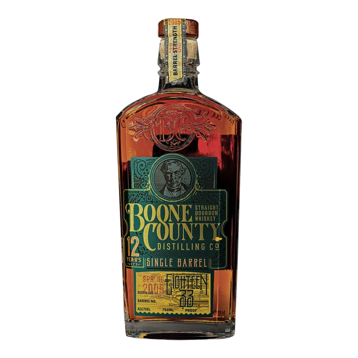 boone county 1833 12 year old straight bourbon whiskey