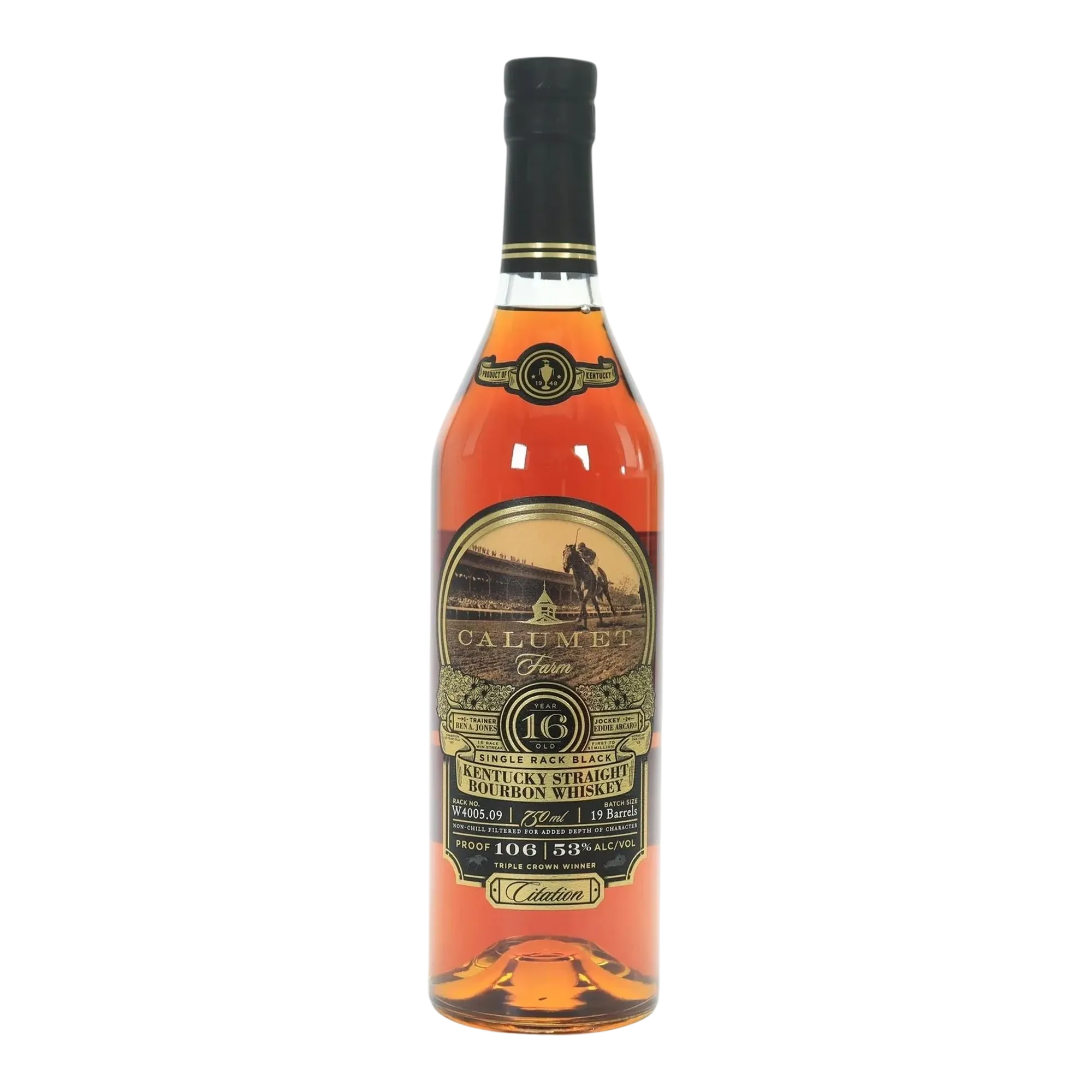 Calumet Farm 16 Year Old Single Rack Black Kentucky Straight Bourbon Whiskey