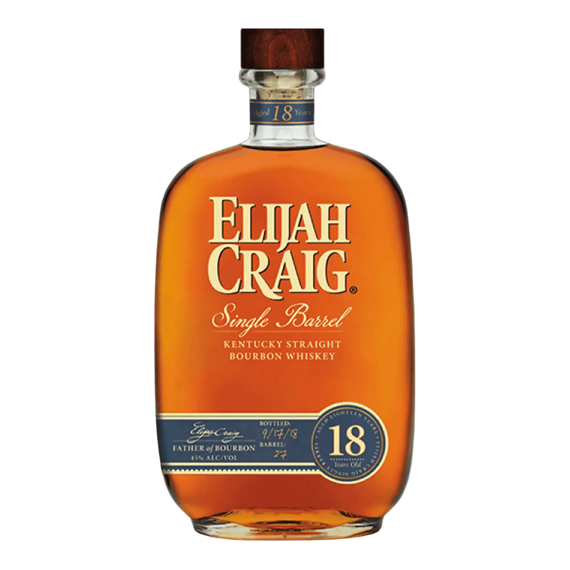 Elijah Craig 18 Year Old Single Barrel Kentucky Straight Bourbon Whiskey