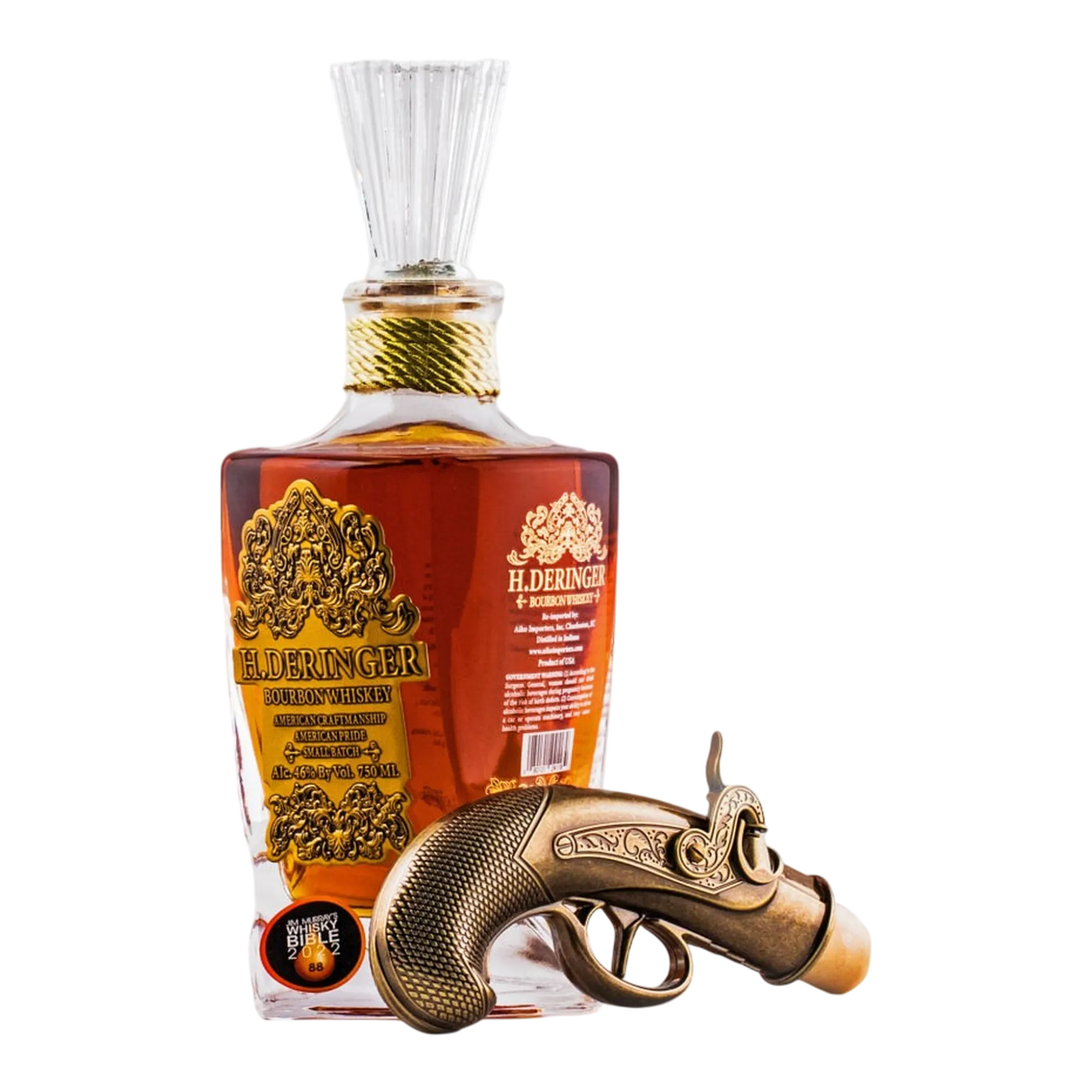 H. Deringer Bourbon Gift Set with Two Pistols and Two Glasses
