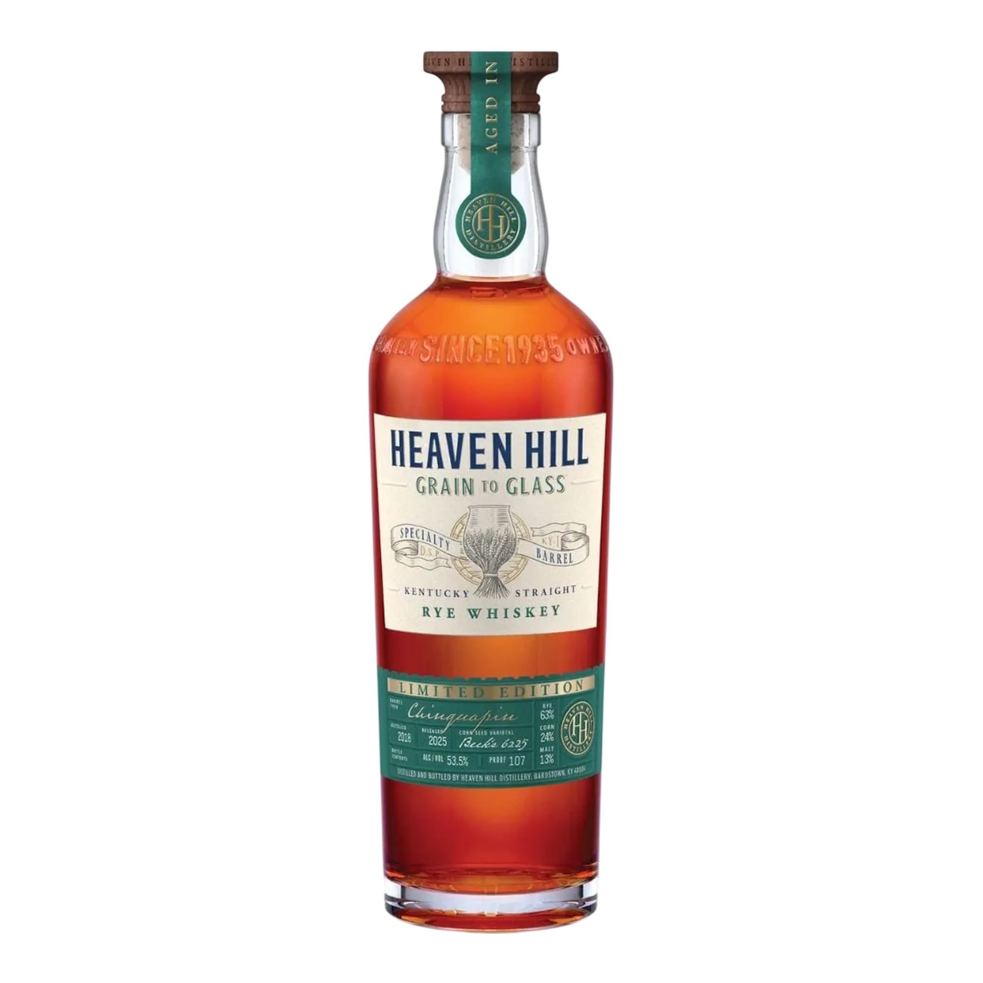Heaven Hill Grain to Glass Specialty Barrel Series Chinquapin Oak Kentucky Straight Rye Whiskey 107 Proof