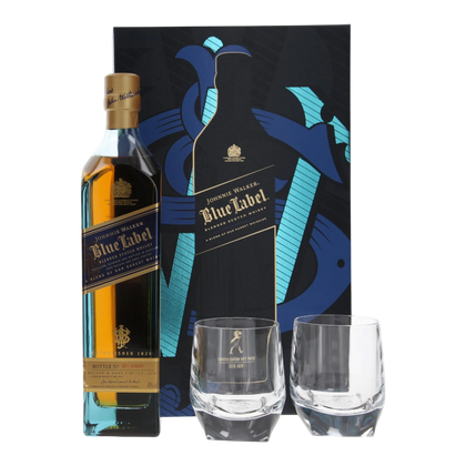 Johnnie Walker Blue Label Blended Scotch Whisky Crystal Glass Gift Set