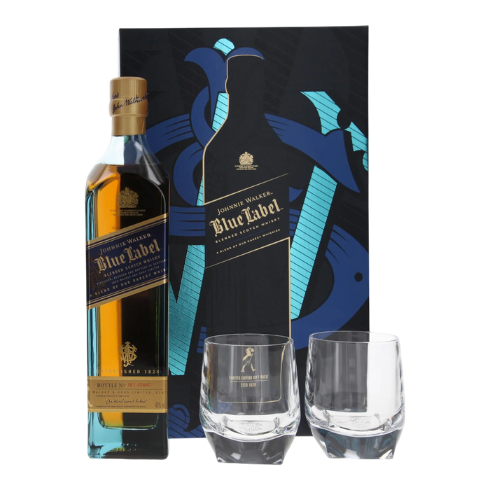 Johnnie Walker Blue Label Blended Scotch Whisky Crystal Glass Gift Set
