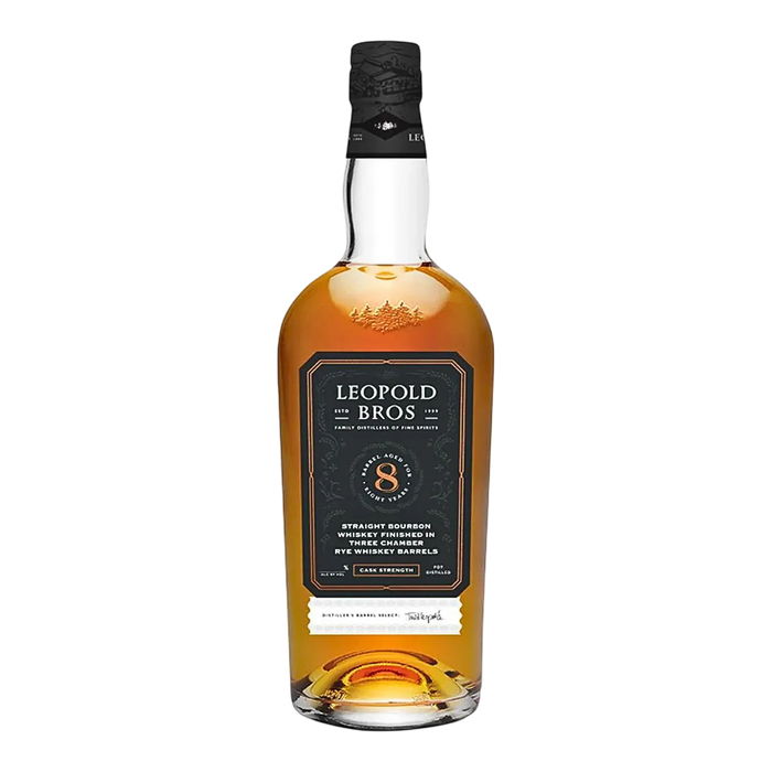 Leopold Bros. 8 Year Old Cask Strength Three Chamber Rye Whiskey Barrel Finished Bourbon Whiskey