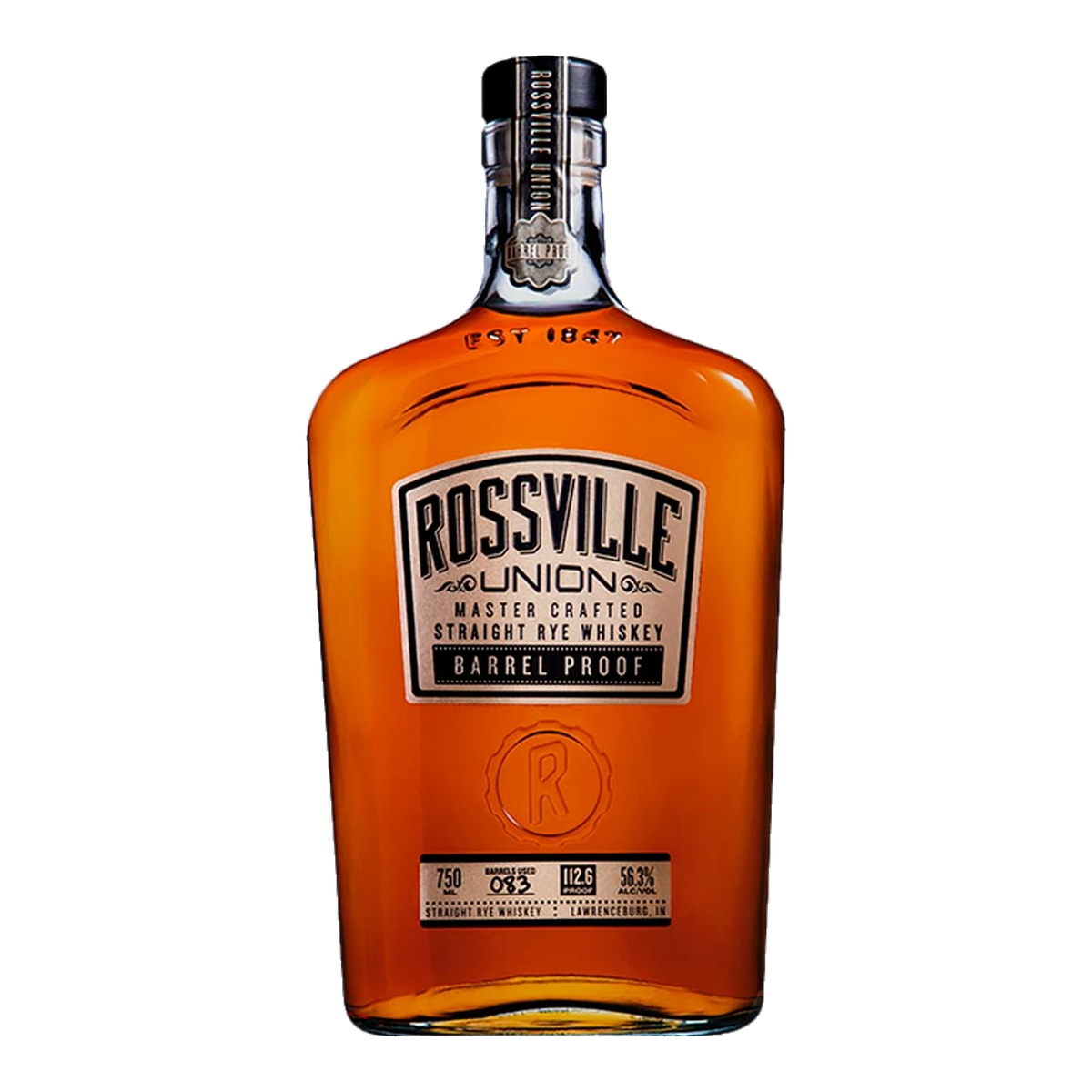 rossville union master crafted barrel proof straight rye whiskey