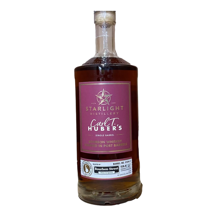 Starlight Distillery Carl T. Huber’s Bourbon Whiskey Finished in Port Barrels